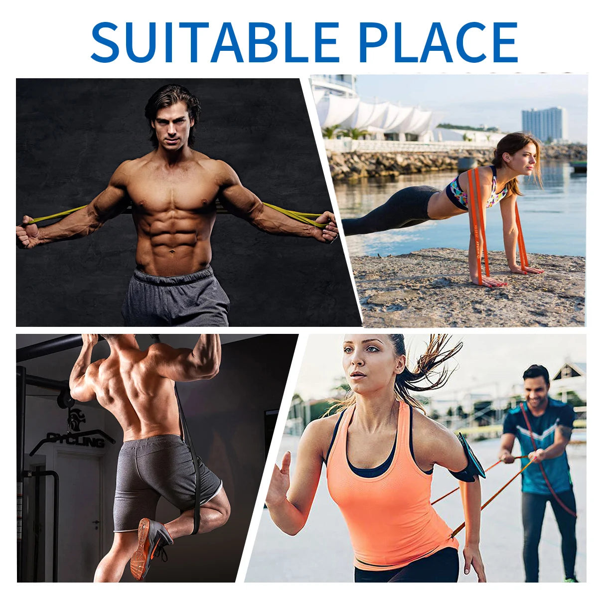 Elastic Resistance Bands for Fitness Pull-Up, Crossfit, Power Expander, Yoga Hanging, Gym, 208Cm